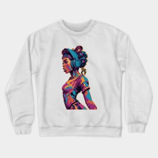 Girl with Headphones Crewneck Sweatshirt